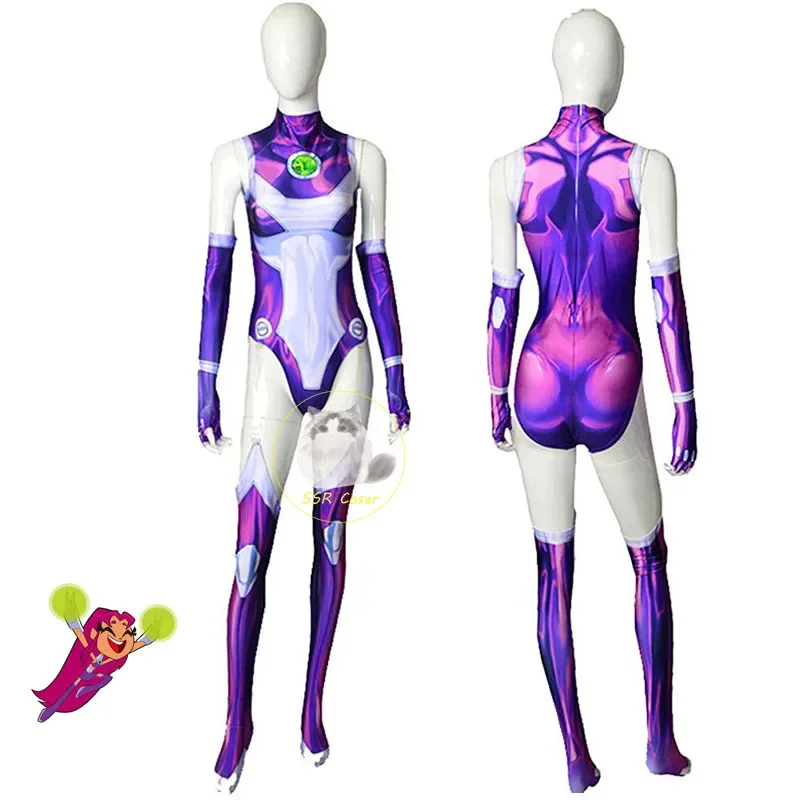 Teen Titans Starfire Cosplay Starfire Costume Superhero Tuta Zentai Body Halloween Carnival Party Costumes For Women Kid