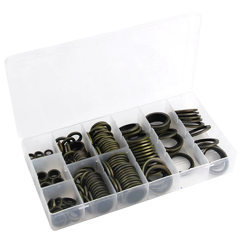 Hot Yo-150Pcs Flat Washer Box, Rondella Combinata Zincata M6-M24 Rondella A Molla Di Fissaggio