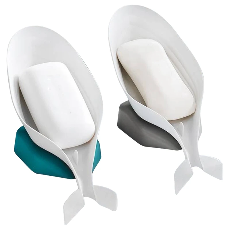 Hot Yo-Whale Shape Soap Box Cute Kitchen Dish Brush Rack Portasapone Da Bagno Antiscivolo Vassoio Portasapone Contenitore 2 Pack