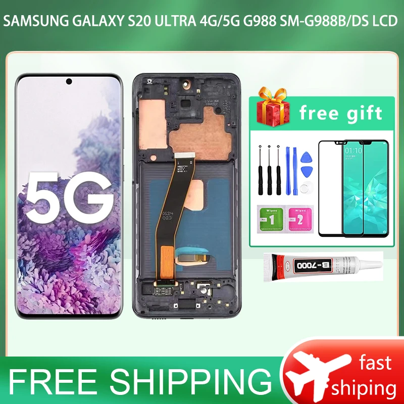 Oled Per Samsung Galaxy S20 Ultra 4G/5G G988 Sm-G988B/Ds Schermo Lcd Con Cornice S20 Ultra 5G Lcd