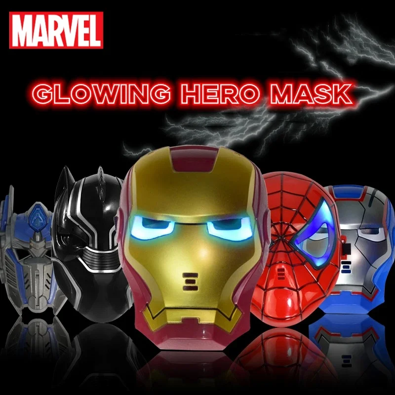 Marvel Spiderman Glow Masks Hulk Iron Man Captain America Figure Led Light Collection Decorazione Cosplay Model Toys Gifts