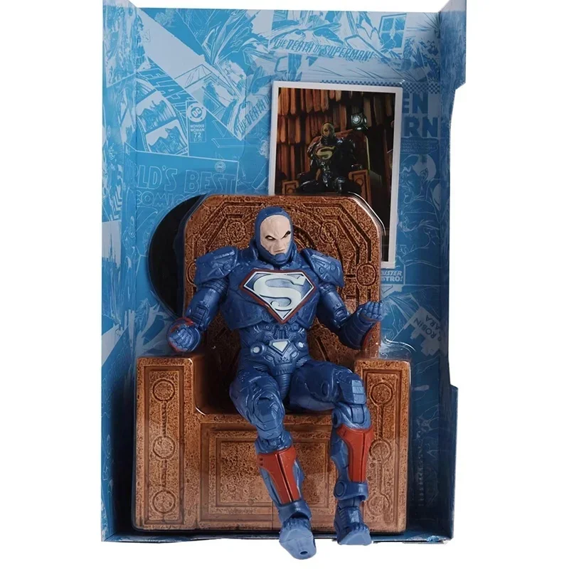 7 Pollici Lexus Luther Handmade Blue Superman Power Suit Con Trono Batman Macfarlane Action Figure Model Toys Gifts