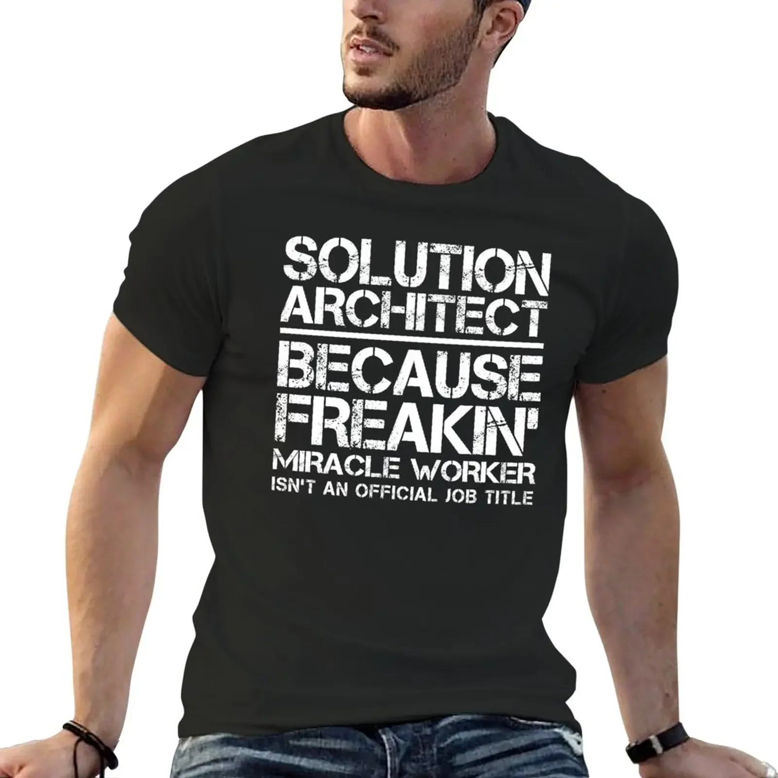 Solution Architect Miracle Worker T-Shirt Oversize Customs Progetta I Tuoi Vestiti Vintage Plus Size Top Abbigliamento Uomo