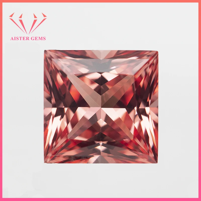 Top Princess Cut Lab Grown Padparadscha Gemstone Sunset Color Lab Sapphire Diamonds Per La Creazione Di Gioielli