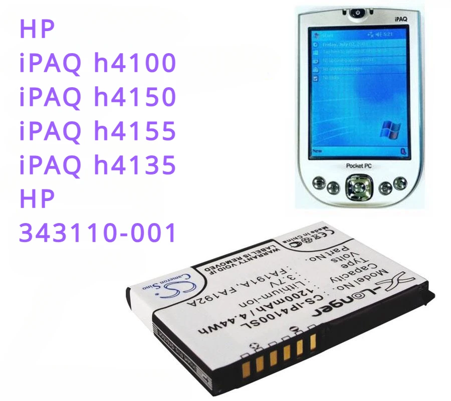 Cameron Sino 1200Mah Pda, Batteria Per Pc Tascabile 343110-001 Per Hp Ipaq H4100, Muslimah, Muslimah, Muslimah