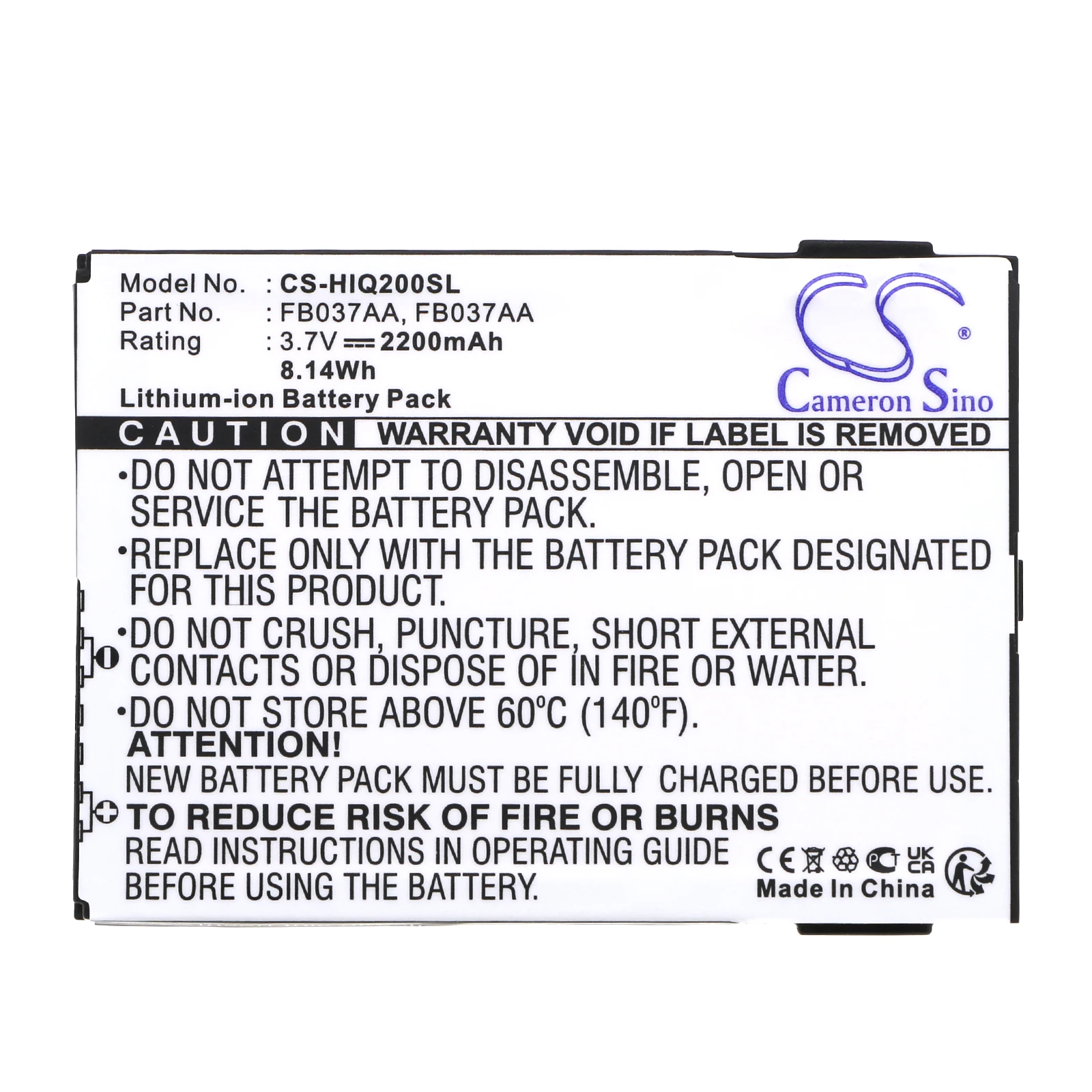 Cameron Sino 2200Mah Pda, Batteria Per Pc Tascabile Per Hp Ipaq 200, Ipaq210, Ipaq211, Ipaq212, Ipaq214, Ipaq216