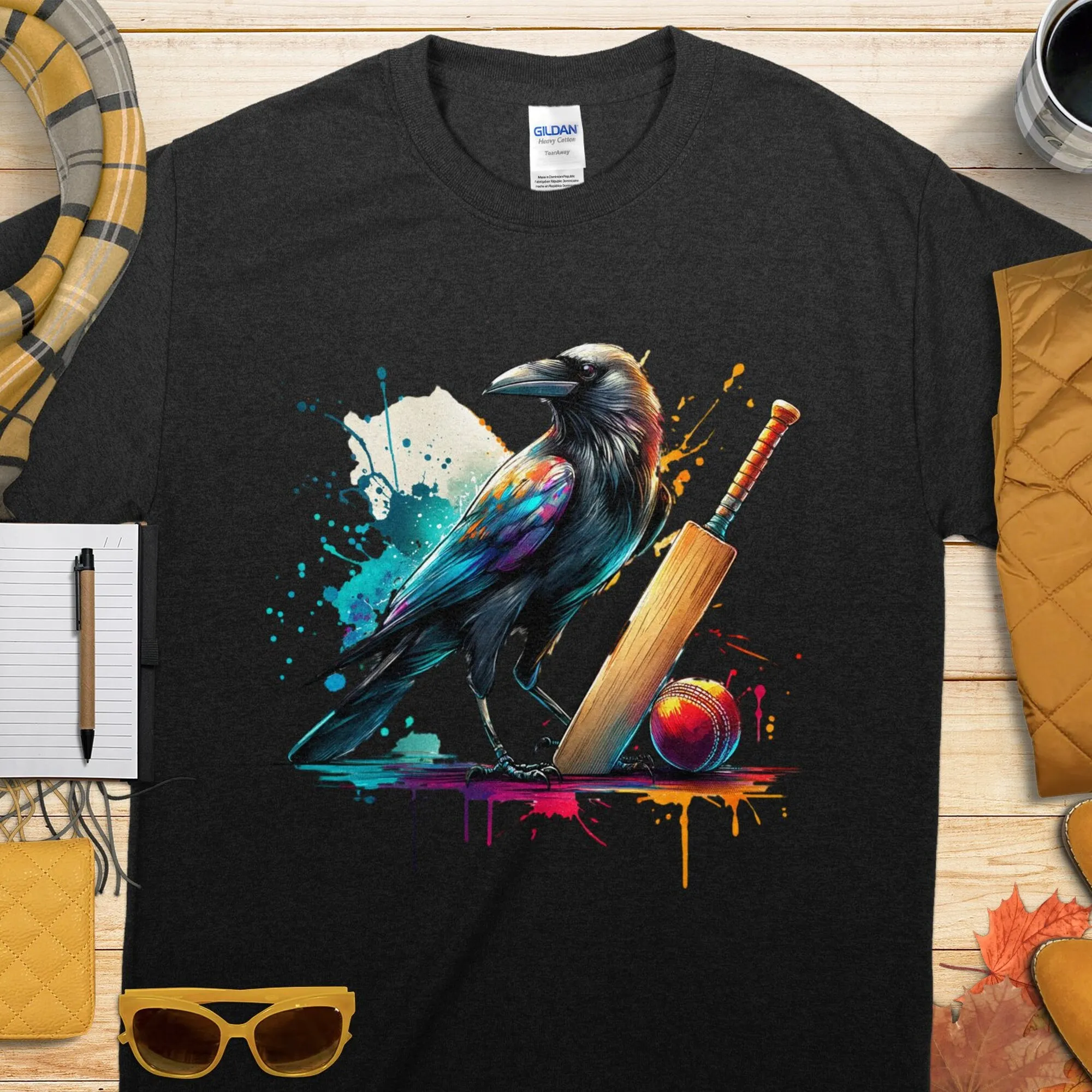 Maglietta Colorata Raven E Cricket Abstract Animal Art Sports Casual Streetwear Bird Lover Idea Player