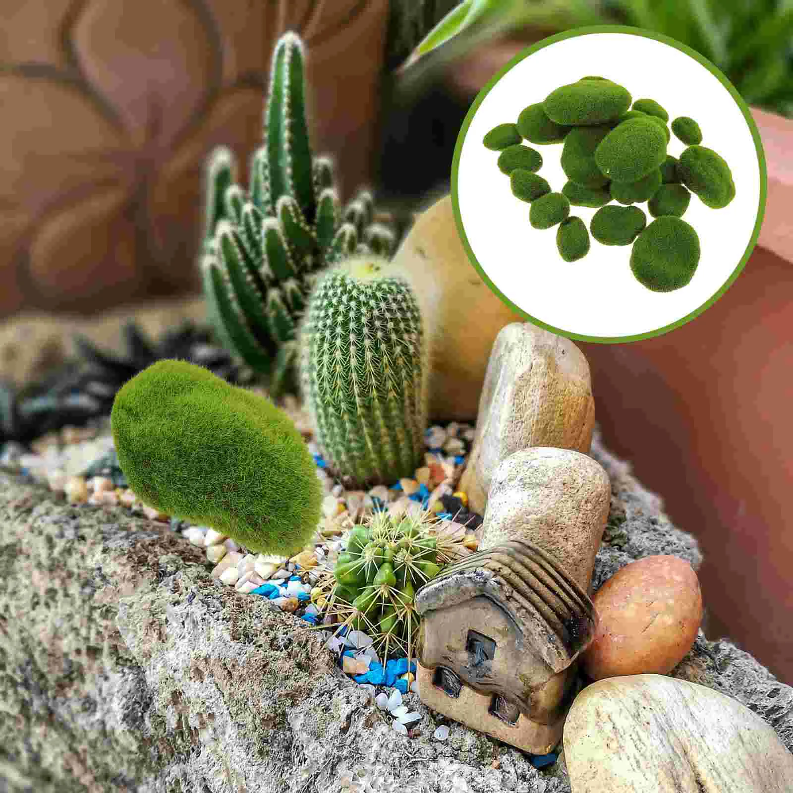 Indoor Fake Moss Rocce Artificiali Imitato Mossy Decor Faux Stone Ornament Micro Landscape Stones Realistico Mold Ball