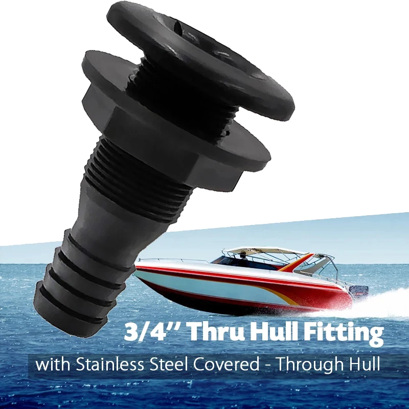 3/4 Inch Hose Plastic Thru-Hull Bilge Fitting Bilge Pump Drain Vent Hose Fitting For Boats Marine Yacht Rv Camper Truck