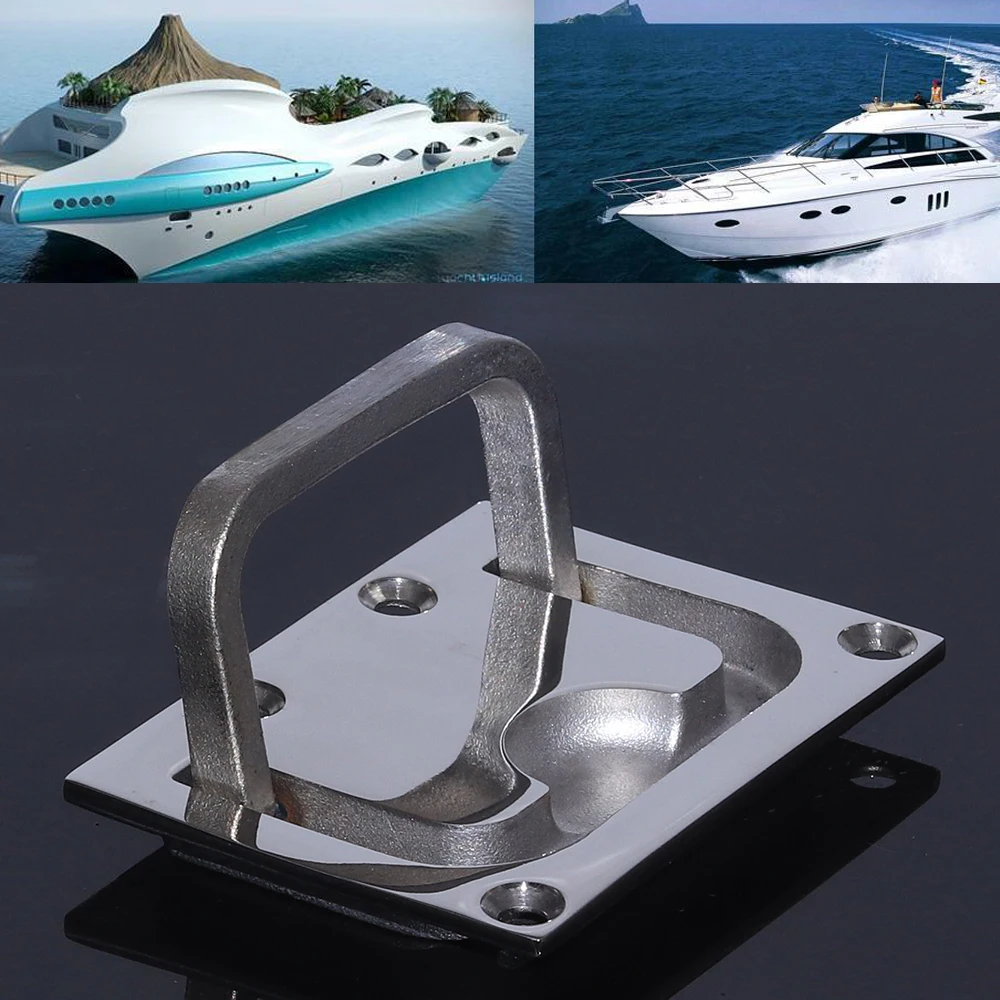 76 X56Mm Hatch Pull Deck Cover Maniglia Sollevamento In Acciaio Inox Armadietto Anello Fibbia Da Pavimento Per Barca Marine Caravan Yacht Hardware