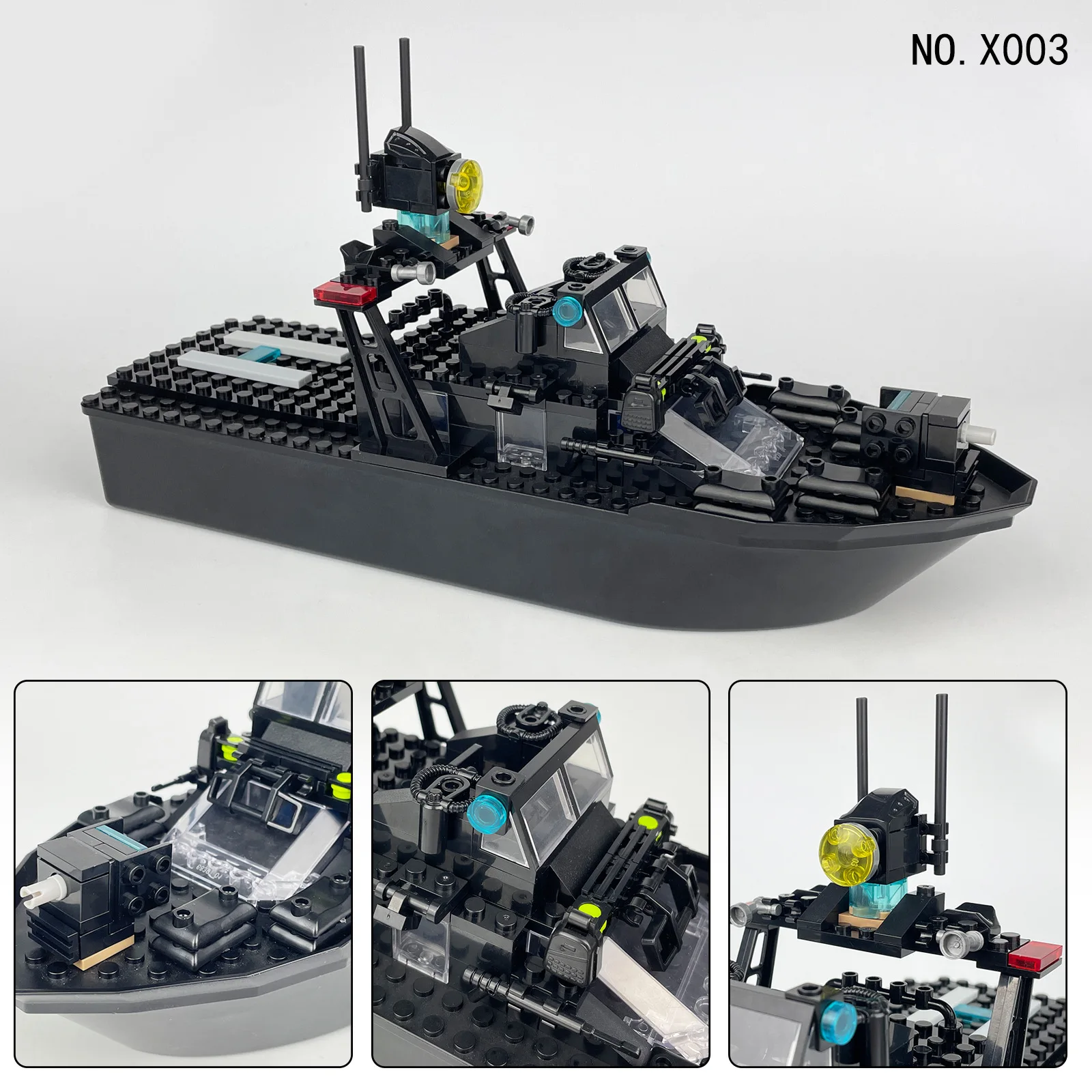 City Series Sea Boat Swat Police Patrol Boat Building Blocks Modello Mattoni Giocattoli Fai Da Te Per Regali Per Bambini
