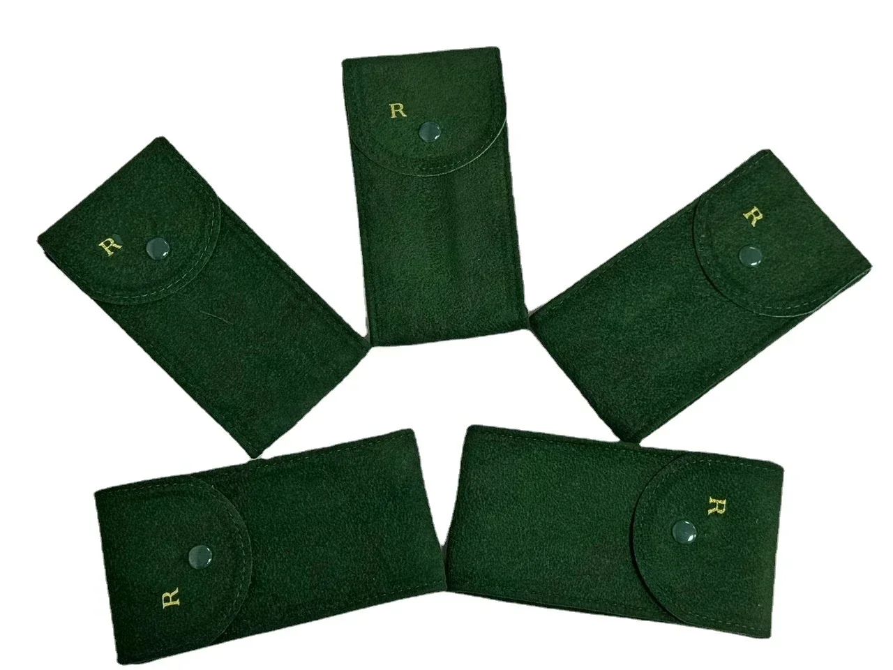 5 Pcs Green Pearl Fleece Watch Bag Box Per Rolex Pouch Travel Case Storage Organizer Portable Roll Single Velvet Holder Pocket