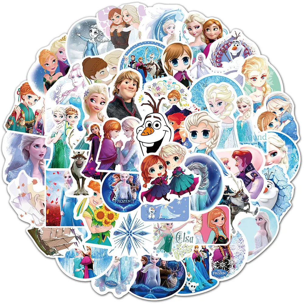 10/30/50/100Pcs Cartoon Disney Frozen Stickers Cute Aesthetic Anna Elsa Princess Decal For Kids Girl Diy Guitar Valigia Diary