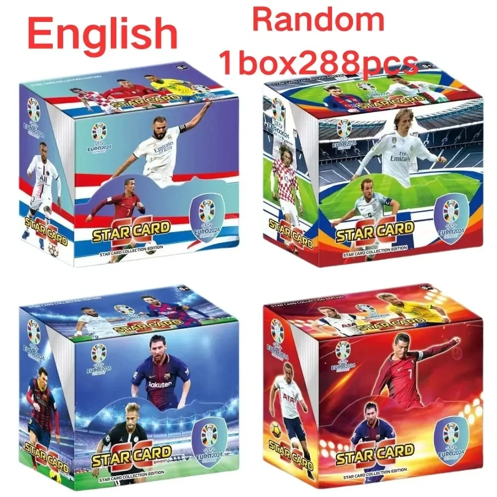 2024 Football Card Stars World European Cup C Ronaldo, Mar Messi, Stars Flash Card Collection 288 Pezzi