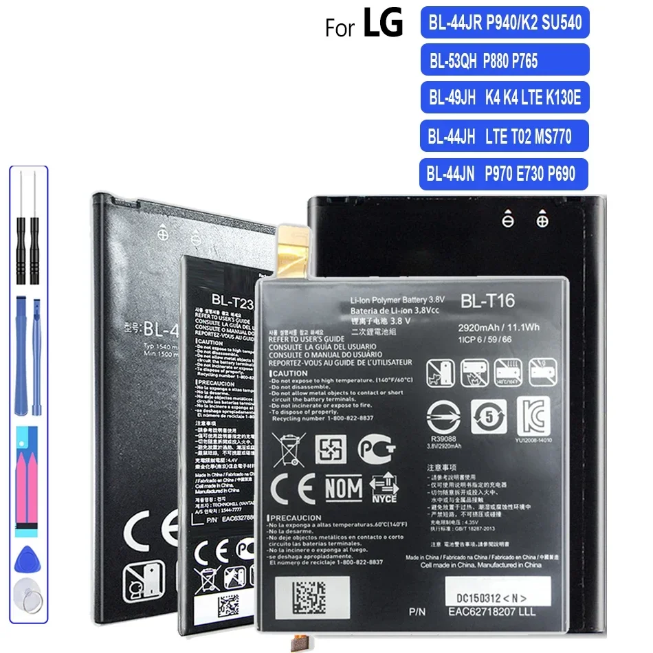 Bl-44Jh Bl-44Jn Bl-44Jr Bl-49Jh Bl-53Qh Batteria Per Lg P705 L4 E440 P970 Ms840 L5 P690 L40 Su540 K3 Ls450 K4 K120 L9