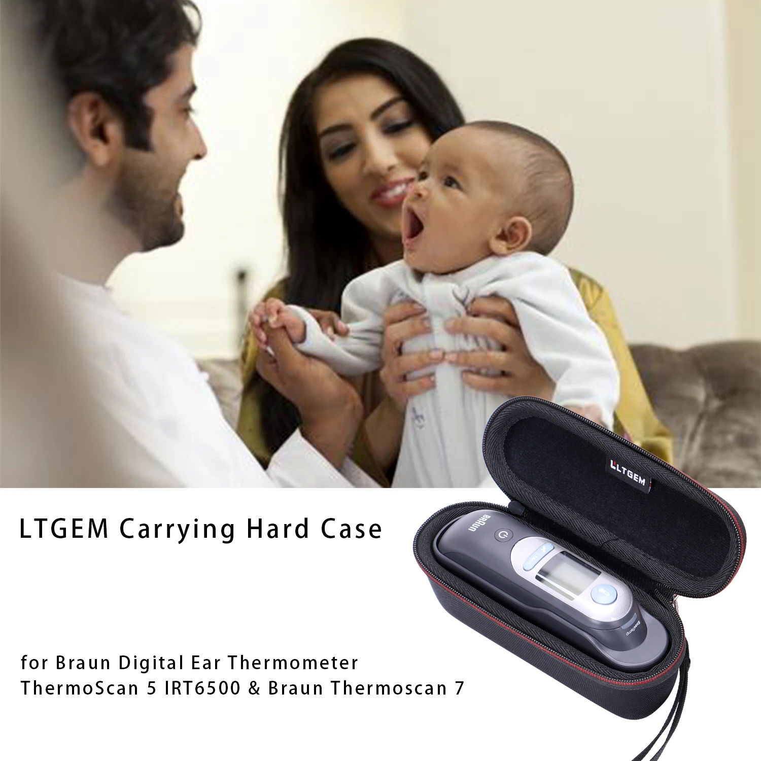 Ltgem Eva Custodia Rigida Da Trasporto Nera Per Termometro Auricolare Digitale Braun Thermoscan 5 Irt6500 E Braun Thermoscan 7 (Solo Una Borsa!)