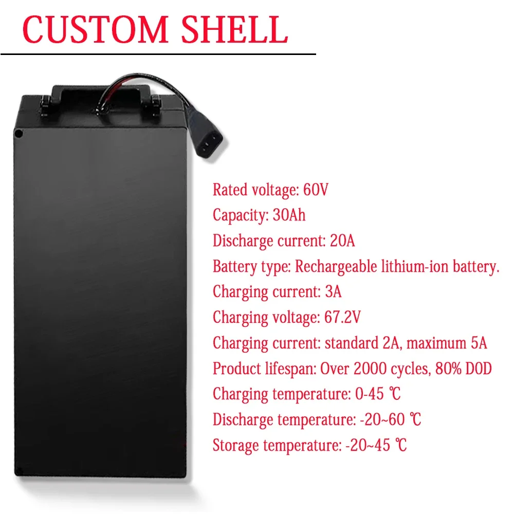 Per Harley Electric Motor Bike Batteria Al Litio 60V 30Ah Batterie Per Scooter E A Tre Ruote Citycoco Ws-Pro Trike