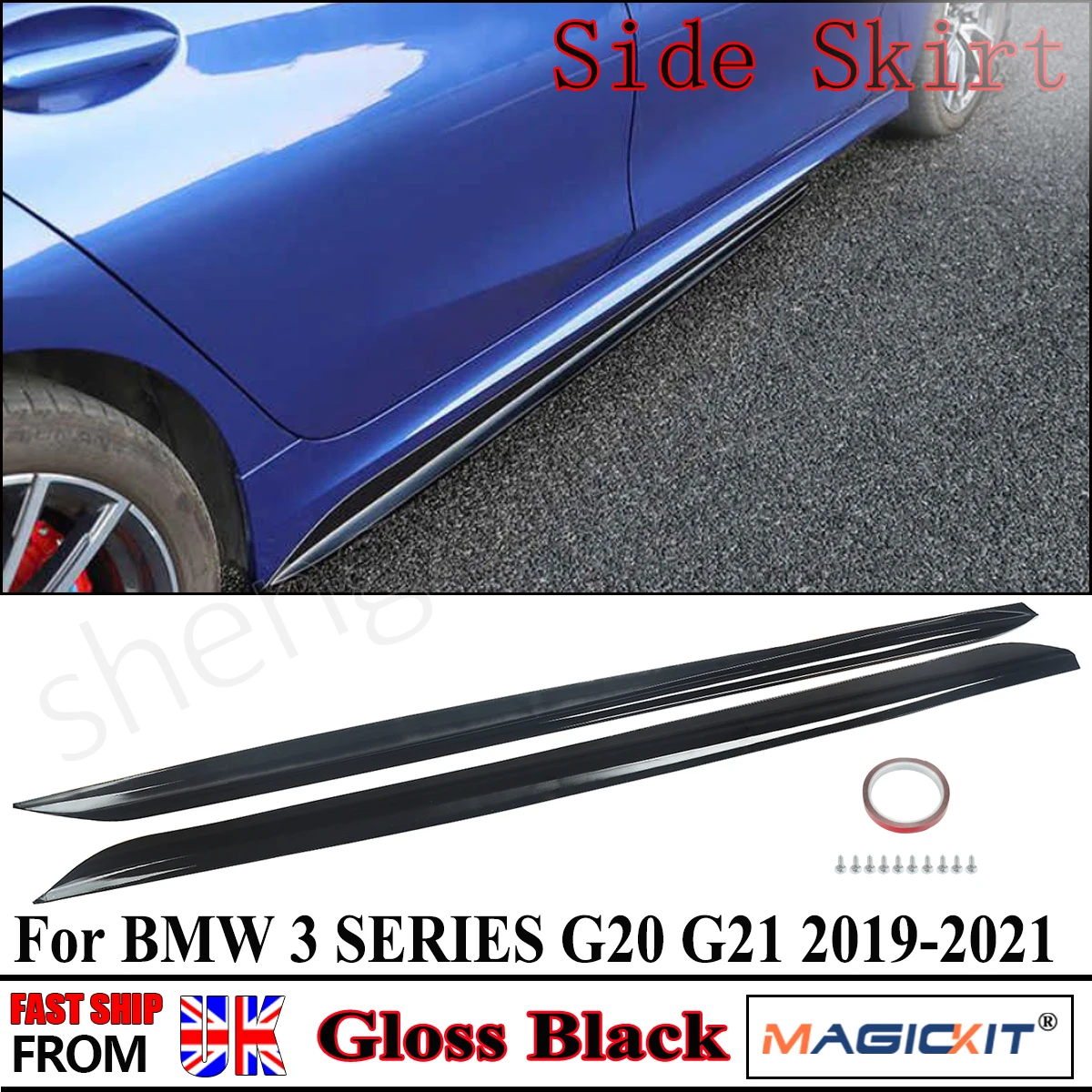 Magickit M Performance Minigonne Laterali Verniciate Nere Per Bmw Serie 3 2019-2021 G20 G28 M340I
