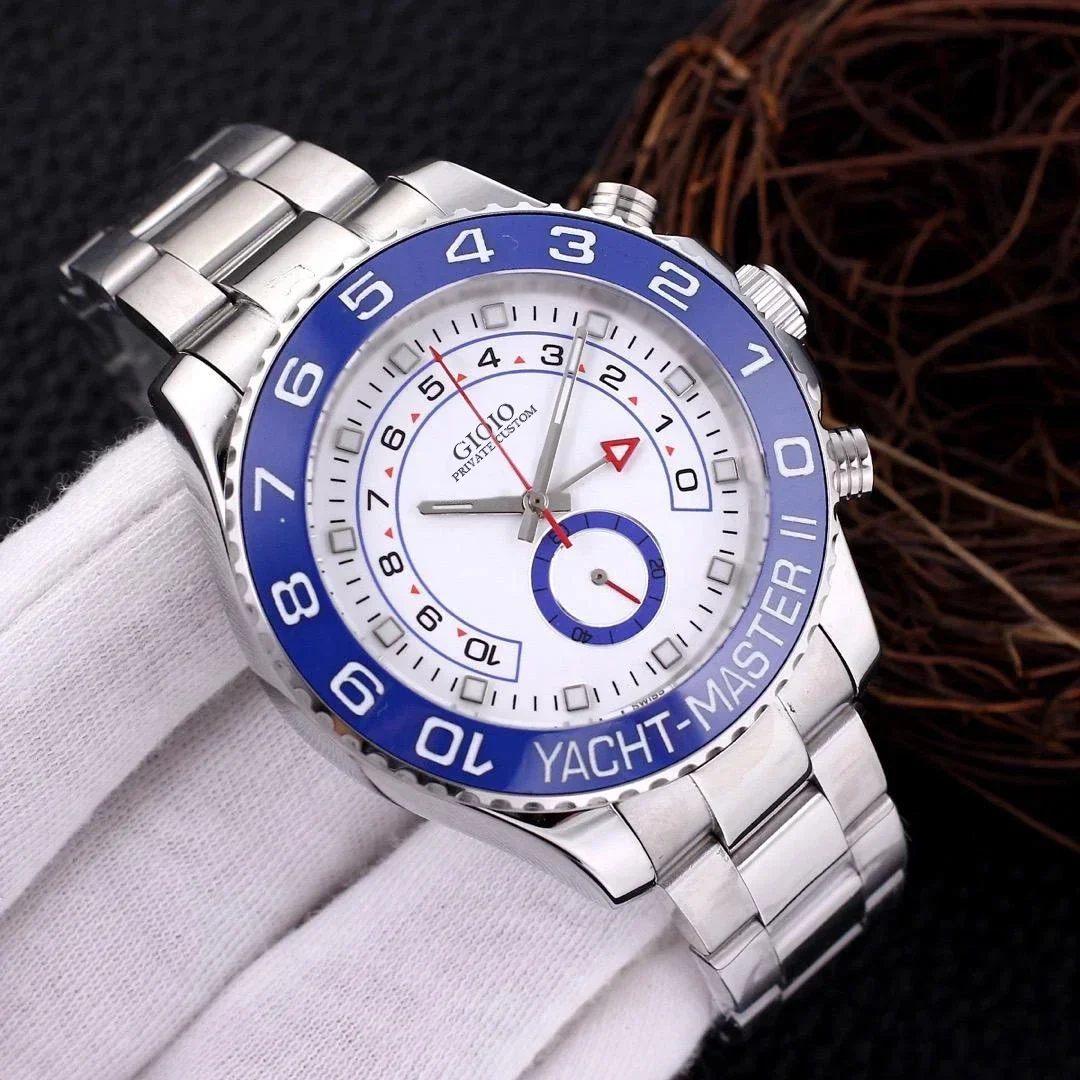 Luxury New Men Automatic Mechanical Gmt Watch Blue Ceramic Rose Gold Orologi Sportivi