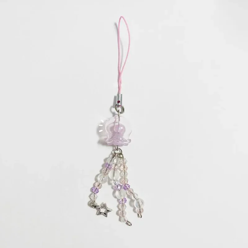 Llavero De Medusas Hechas A Mano, Bonito Abalorio Para Telefono, Rosa