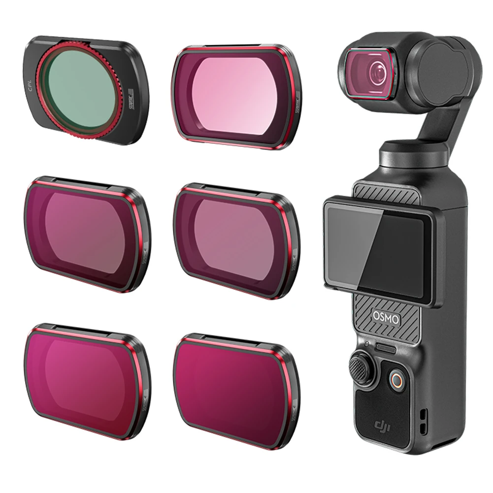 6 Pcs Filters Set Aluminum Frame Optical Glass Lens Filter Cpl Nd8 16 32 64 256 Compatible For Dji Pocket 3 Lens