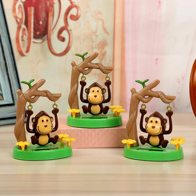 Cartoon Solar Powered Swing Monkey Toy Car Interior Decorare Home Office Desk Decor Toys Gifts