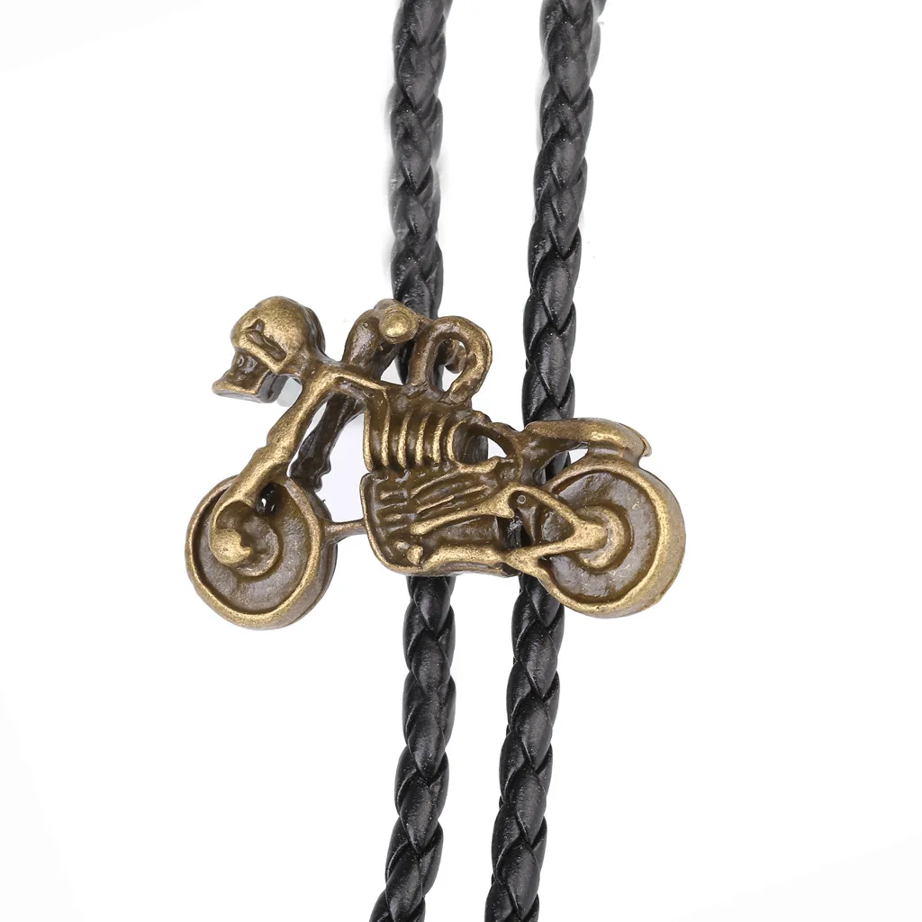 New Motorcycle Rider Bolo Tie Collar Corda Camicia Catena Bolo Tie Collare Corda Collana In Pelle Cravatta In Metallo