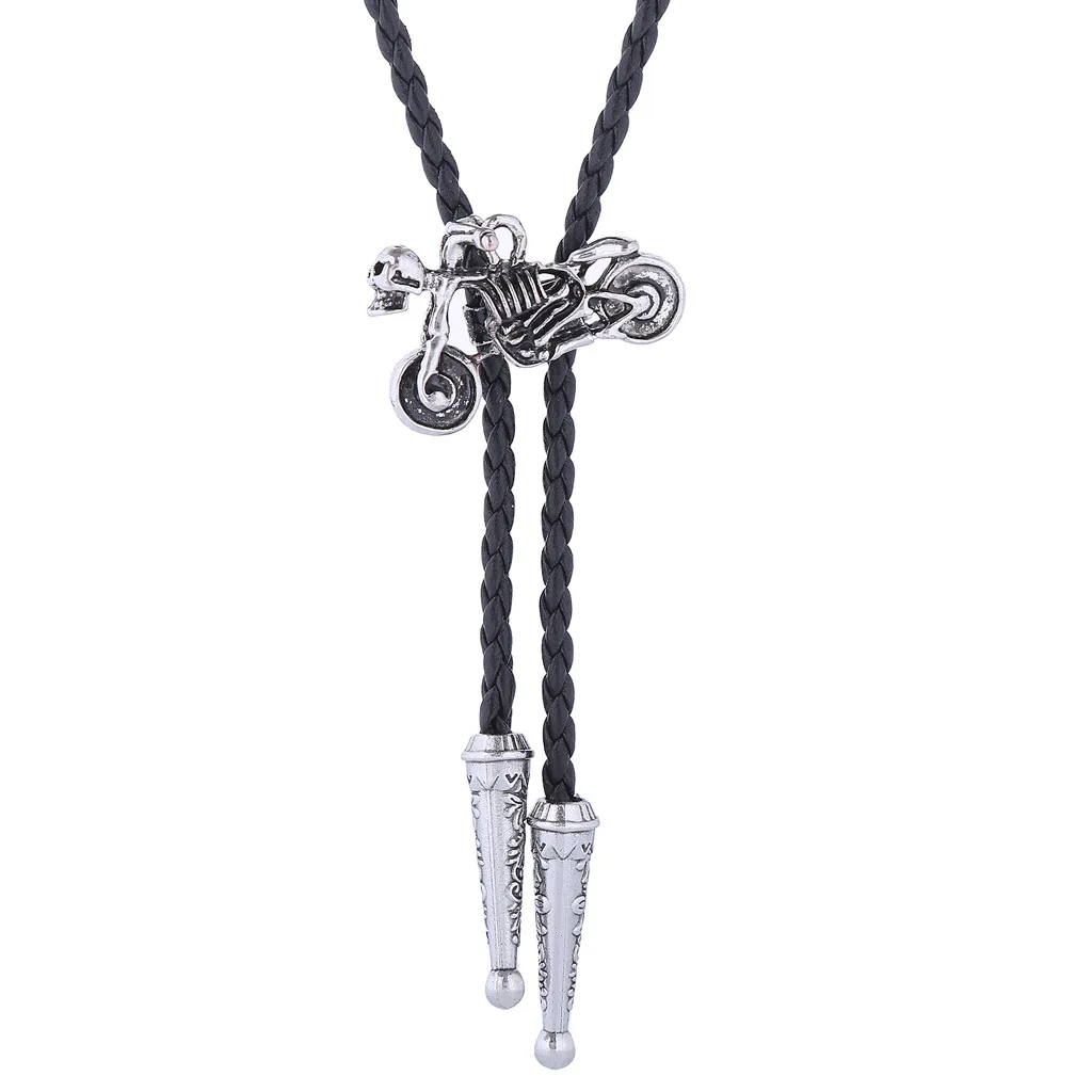 New Motorcycle Rider Bolo Tie Collar Corda Camicia Catena Bolo Tie Collare Corda Collana In Pelle Cravatta In Metallo