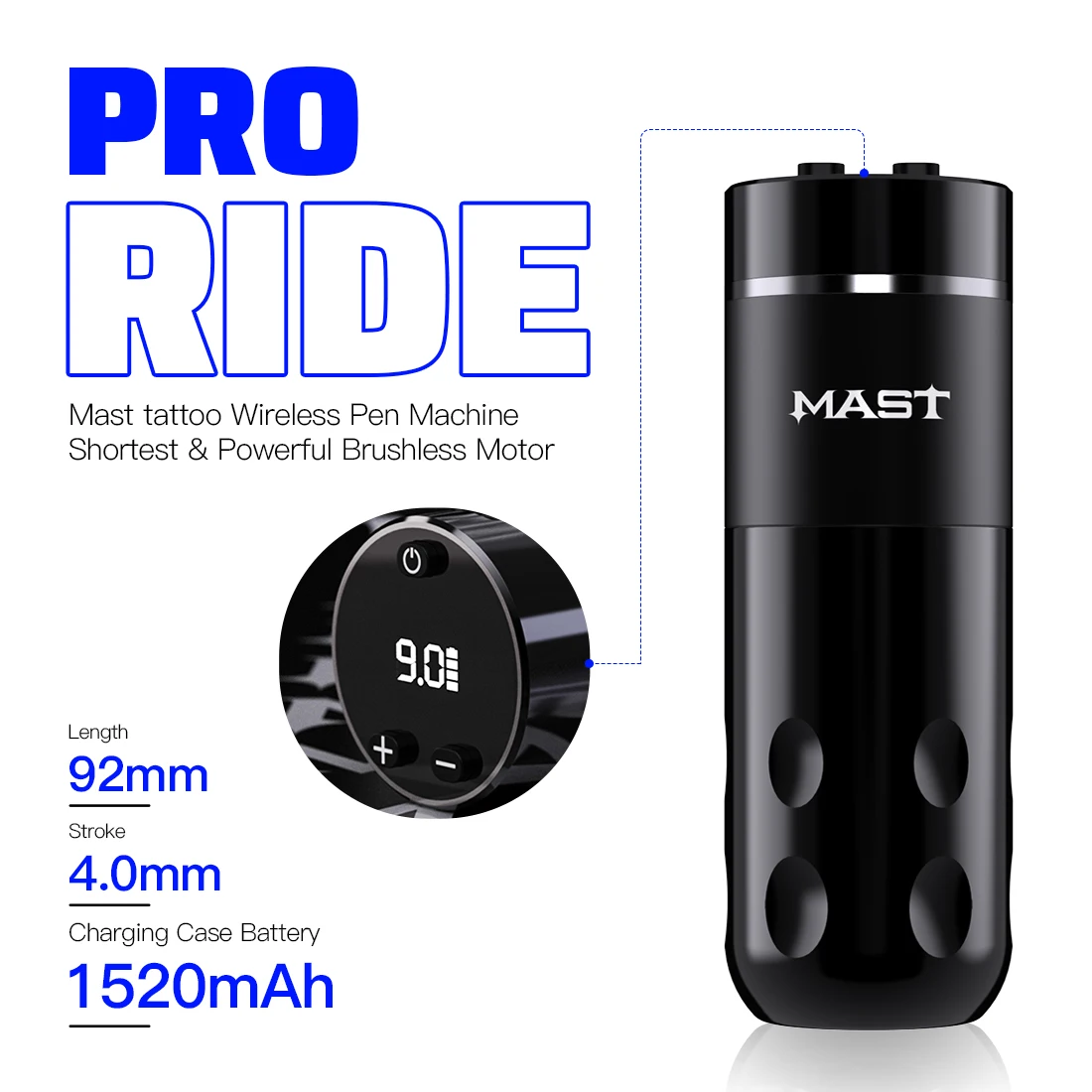 Mast Rider Pro Wireless Rotary Tattoo Machine Motore Brushless Display A Led Penna A Batteria Trucco Permanente Per Tatuatore