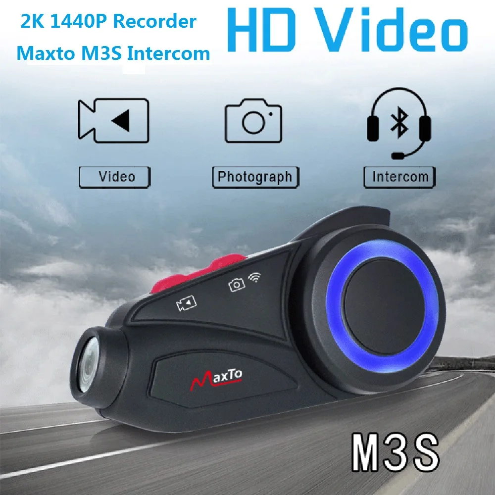 Maxto M3S Videocamera Per Moto Videoregistratore 2K 1440P Casco Interfono Gruppo 6 Piloti Bluetooth Wifi M3 Dvr Dash Cam 64G Card Regalo