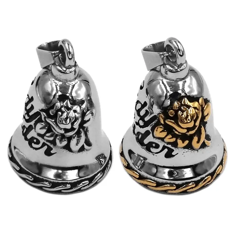 Fashion Rose Lady Rider Biker Bell Ciondolo In Acciaio Inossidabile Red Rose Bell Per Donna Regalo Di Natale Da Uomo
