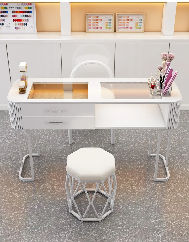 Kawaii European Nail Table Workstation Accessori Barbershop Reception Nail Table Designer Marble Tavolo Per Mobili
