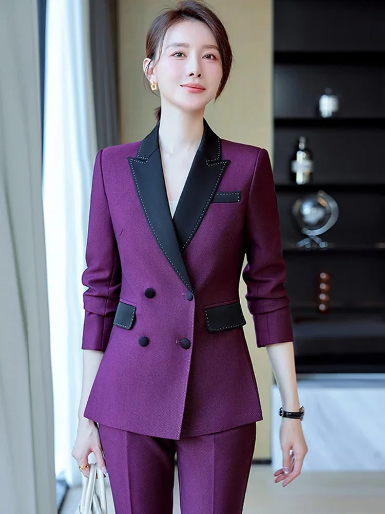 Fashion Office Ladies Formal Pant Suit 2 Pezzi Set Donna Donna Business Work Wear Giacca E Pantaloni Blazer Per L'Autunno Inverno