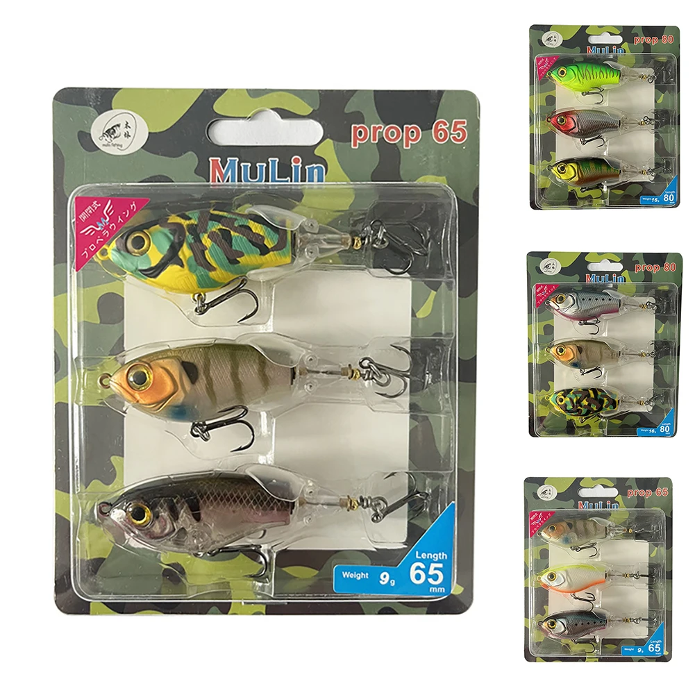 3Pcs Whopper Esche Con Plopping Bass Lure Topwater Floating Rotating Tail Artificial Hard Bait Swimbaits 9G
