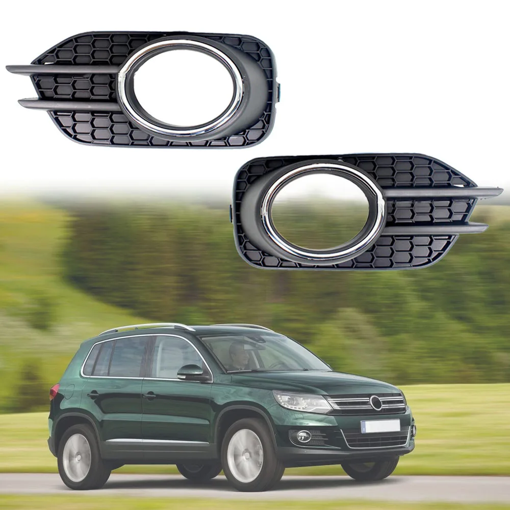 Muslimmuslimah Car Anteriore Fendinebbia Griglia Copertura Decorazione Per Vw Tiguan 12-18 Cromo Fendinebbia Lampada Cornice Griglia Laterale