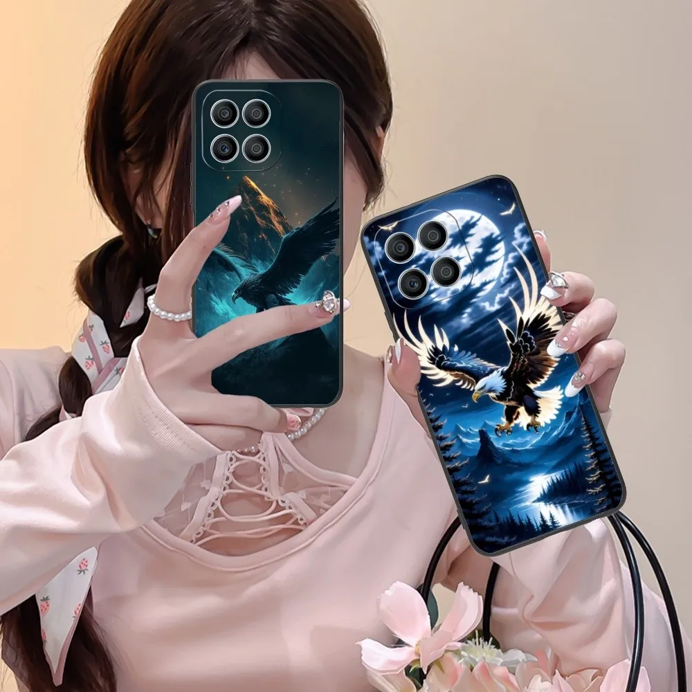 Fashion Eagle Mobile Cell Phone Case For Huawei Honor 90 80 70 60 50 30 20 10 9 8 7 Pro C S Se Lite 5G Black Phone Cover Funda