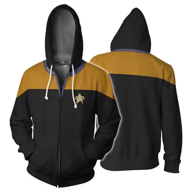 Star Voyager Command Cosplay Star Costume Felpa Con Cappuccio Trek Felpa Con Cappuccio Felpe Con Cerniera Con Stampa 3D Di Alta Qualità