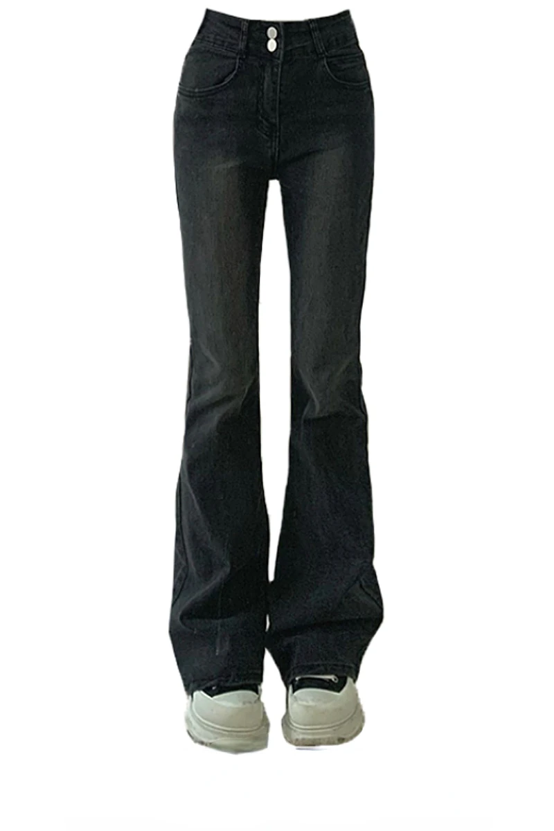 Anni '90 Kpop Fairycore Solid Vita Alta Donna Jean Flare Pants Chic Fashion Harajuku Pantaloni A Gamba Larga All Match Pantalones