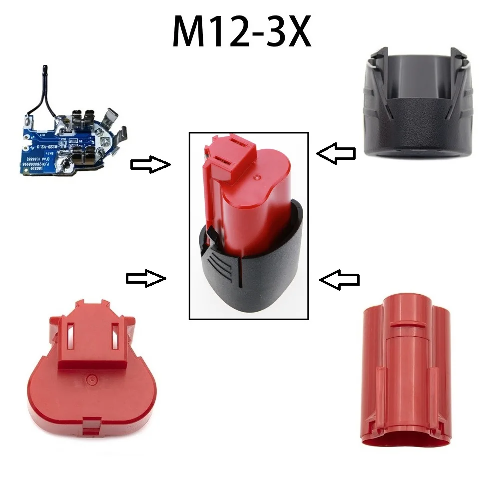1Set Kit Guscio Batteria A Tre Celle Per Milwaukee 12V Batteria Agli Ioni Di Litio Pcb Circuit Board Power Tool Caricabatterie Accessori