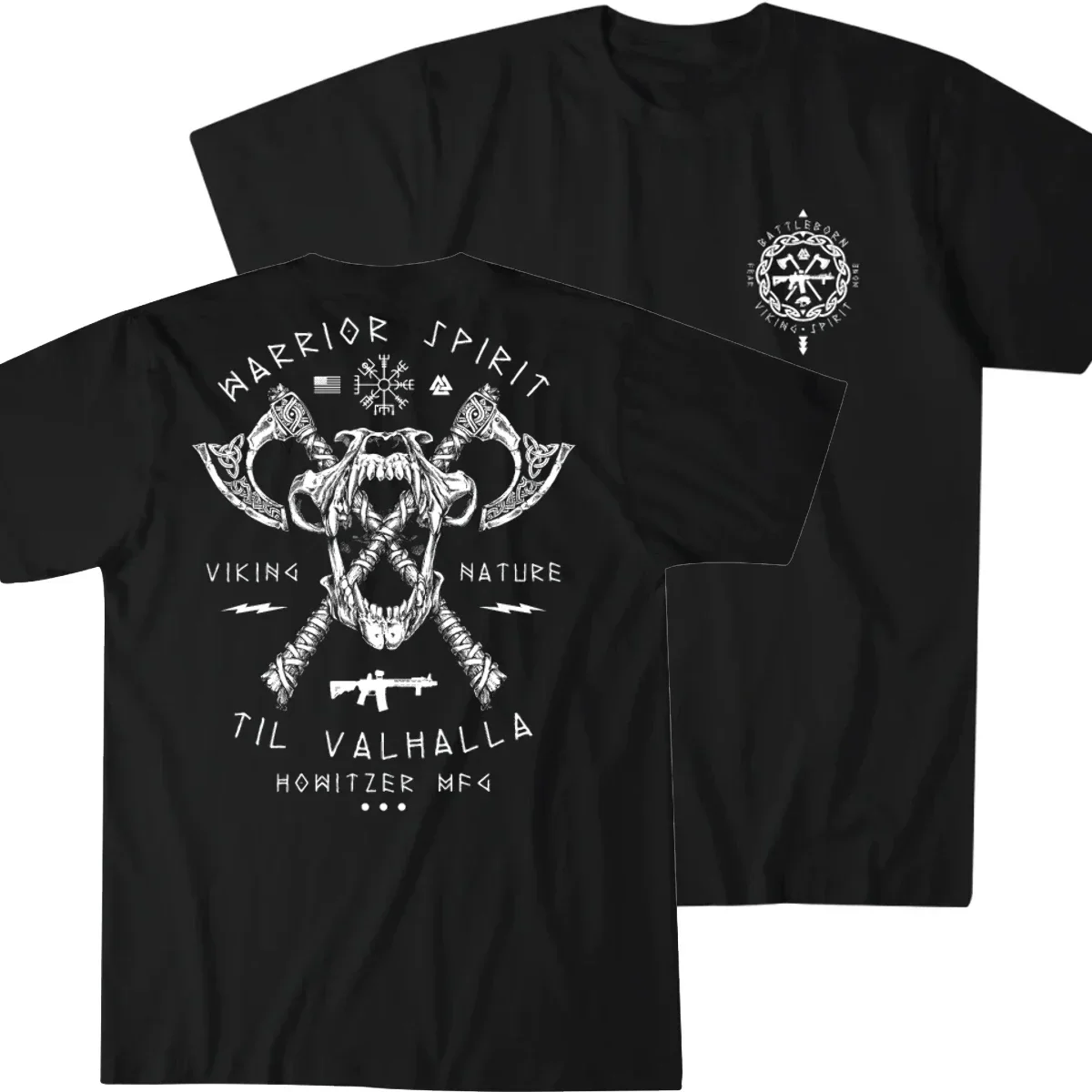 Til Valhalla. Nordic Warrior Spirit Battle Tribe Grunt T-Shirt New 100% Cotone O-Collo Manica Corta Estate Casual T-Shirt Da Uomo