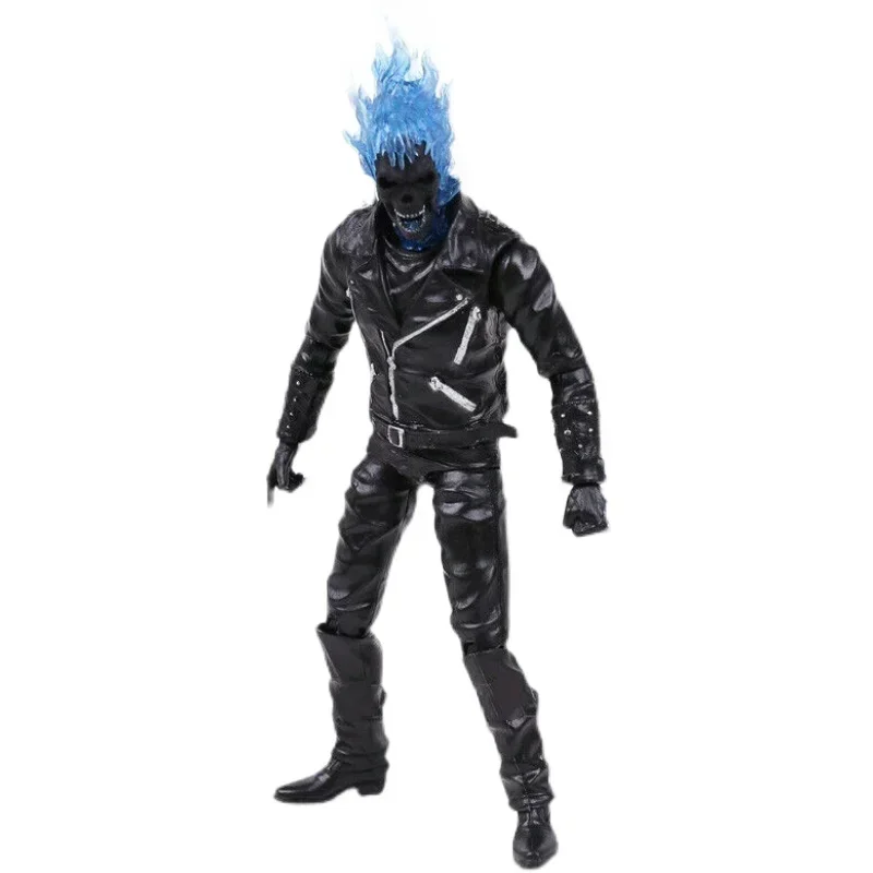 Marvel Ghost Rider Johnny Blaze Mobile Joint Action Figure Blue & Orange Warrior Skull Giocattolo Da Collezione In Pvc Da 9 Pollici