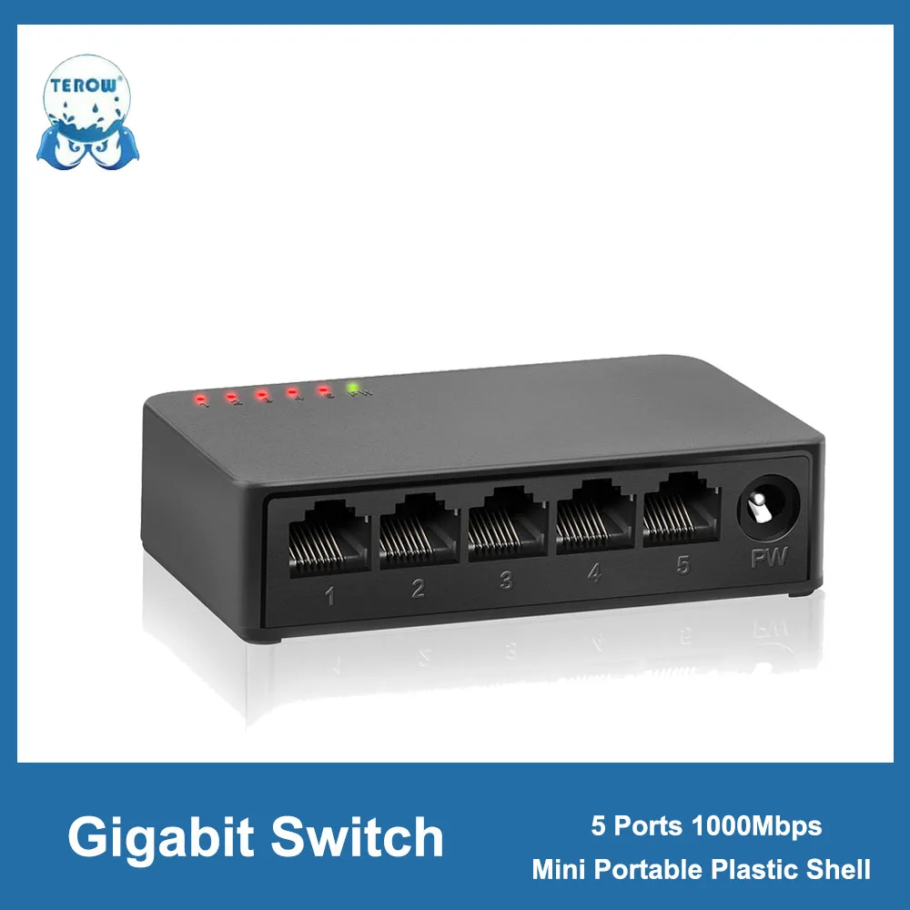 Switch Gigabit 5 Porte Switch Di Rete 1000Mbps Mini Switch Ethernet Switcher Intelligente Ad Alte Prestazioni Rj45 Hub Iniettore Internet