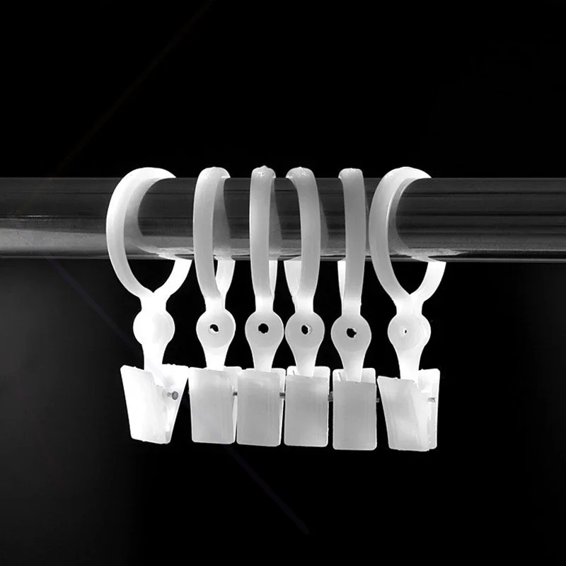 10Pcs White Curtain Rod Clips Hanging Curtain Rings Plastic Clamps Portable Drapes Hook Window Accessories