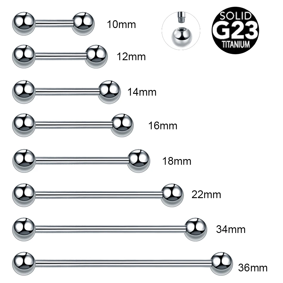 1 Pz 14G 16G Titanio Industriale Helix Piercing Anello Lingua 3/4/5/6Mm Sfera Filo Esterno Piercing Al Capezzolo Orecchini Asta In Lingua