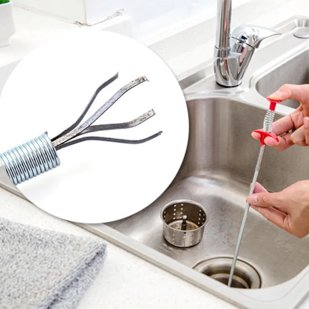 60Cm Di Scarico Zoccolo Detergente Per Lavello Dell'Acqua Snake Unblocker Kitchen Bath Rod Hair Remover