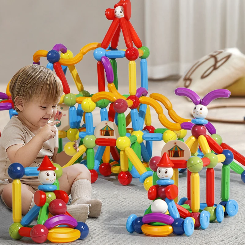 Magplayer Kids Magnetic Construction Building Blocks Piastrelle Puzzle Toy Bastoncini Magnetici Aste Montessori Stem Toy Per Regalo Per Bambini