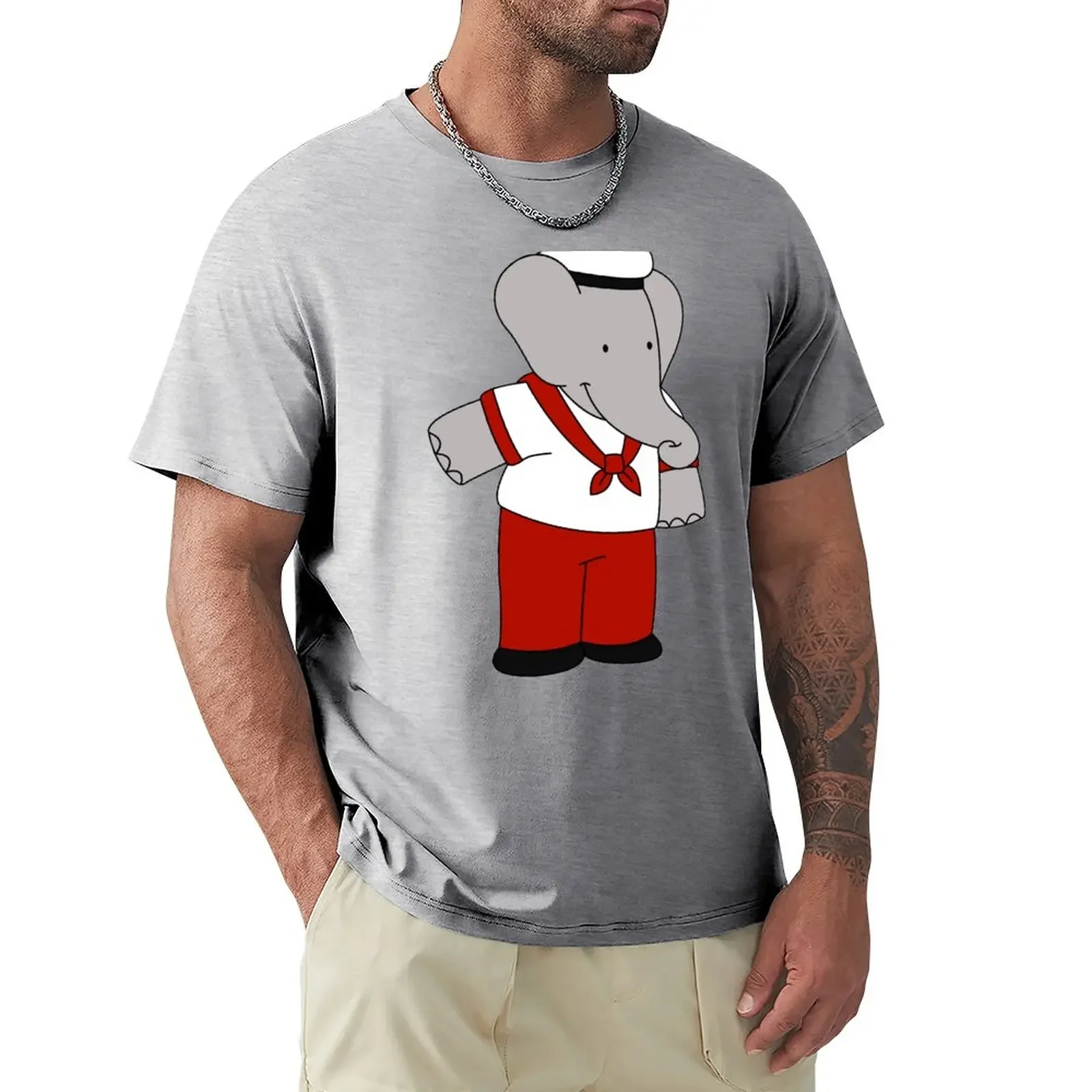 Babar The Elephant Sailor T-Shirt Ragazzi Animal Print Camicetta Vintage Blanks T Shirt Uomo