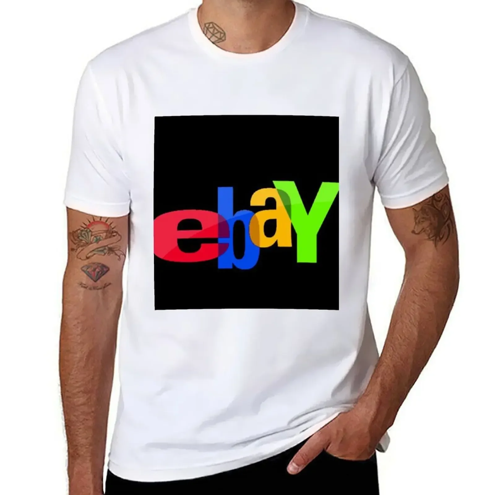 Logo Ebay Tradizionale Sotto Tutte Le Forme.... T-Shirt Manica Corta T-Shirt Uomo Stampa Animalier T-Shirt Grafica Hip Hop
