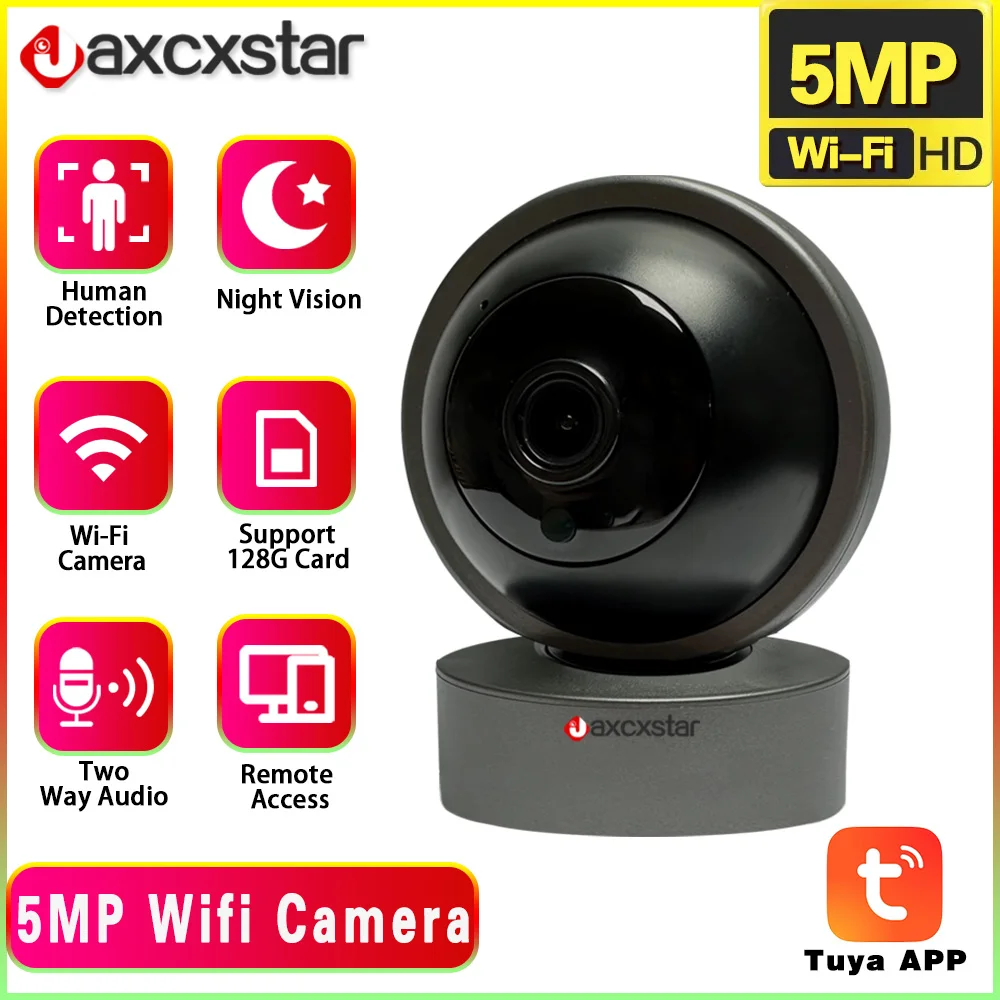 Tuya 5Mp Ip Camera Wifi Tuya Smart Home Hd Night Vision Audio Bidirezionale Auto Tracking Cloud Smart Life Home Camera Wifi Camera