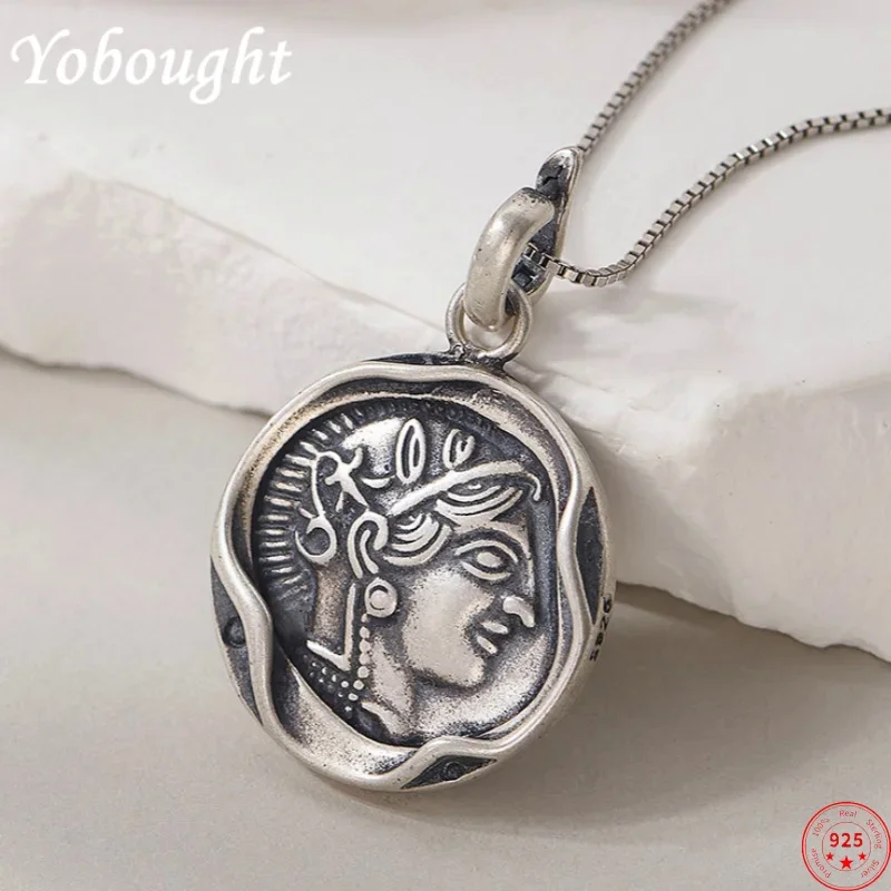 Ciondoli In Argento Sterling S925 Per Donna Uomo Nuova Moda Monete Antiche Double-Sided Emboss Goddess Owl Spedizione Gratuita